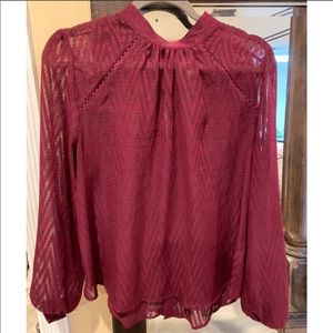 Free People Burgundy Lace Top